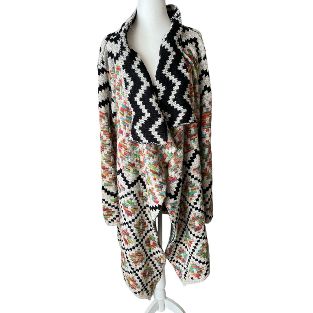 Red Queen Fashion Collection Open Front Cardigan Sweater Aztec Print XXL